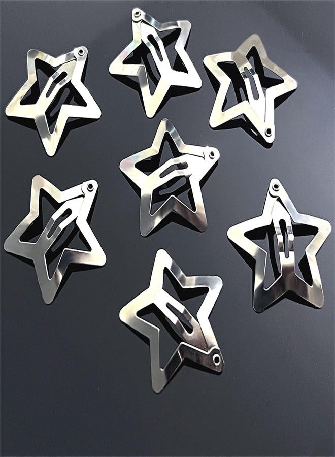 Qoaimu 20 Pcs Star Hair Clips, Silver Star Hair Clips, Star Snap Hair Clips, Non Slip Star Hair Accessories, Pentagram Star Clips for Hair, Barrettes Metal Hair Clip, Y2K Hair Accessories for Women Girls - Image 3